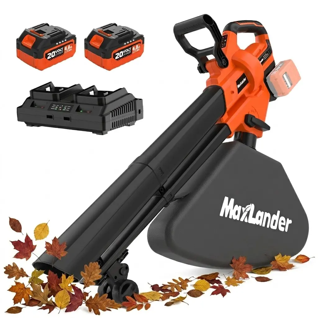 MAXLANDER Brushless 40V Cordless Leaf Vacuum & Chopper - 40V Power, 170MPH High Flow, 15:1 Reduction, 40L Collection Bag, 2x4.0Ah Batteries for Leaves Cleanup, Outdoor Surfaces, Patio Users