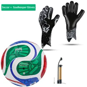 Soccer Goalie Goalkeeper Gloves and Soccer Ball for Youth & Adult, Size 6-10, Enhanced Latex Palm Grip, Breathable Knitted Fabric, Suitable for Game & Training
