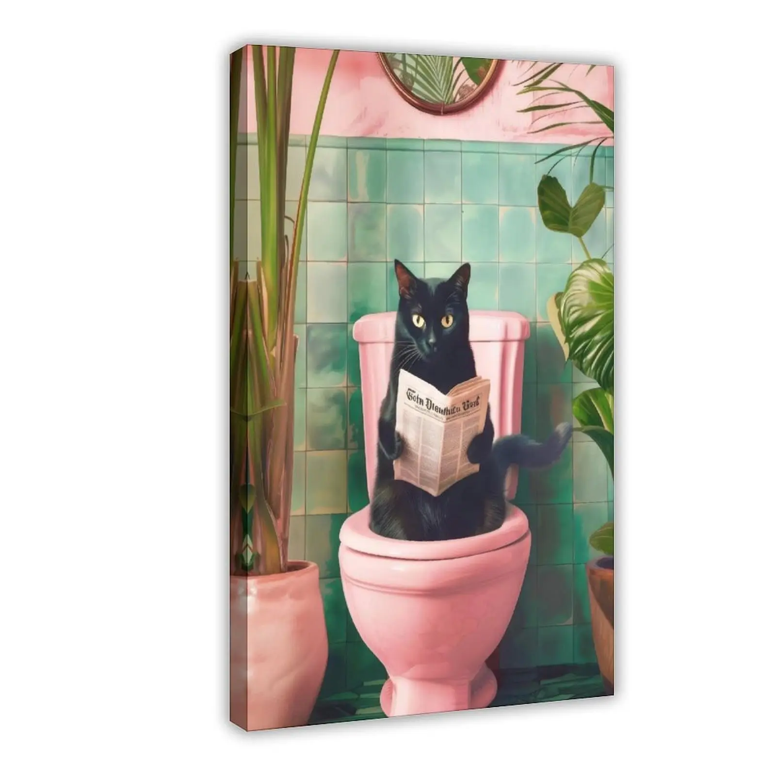 Bathroom Cat Print, Funny Bathroom Wall Decor Pooping Print Toilet Wall Art Funny Cat Poster Bathroom Wall Art Toilet Poster