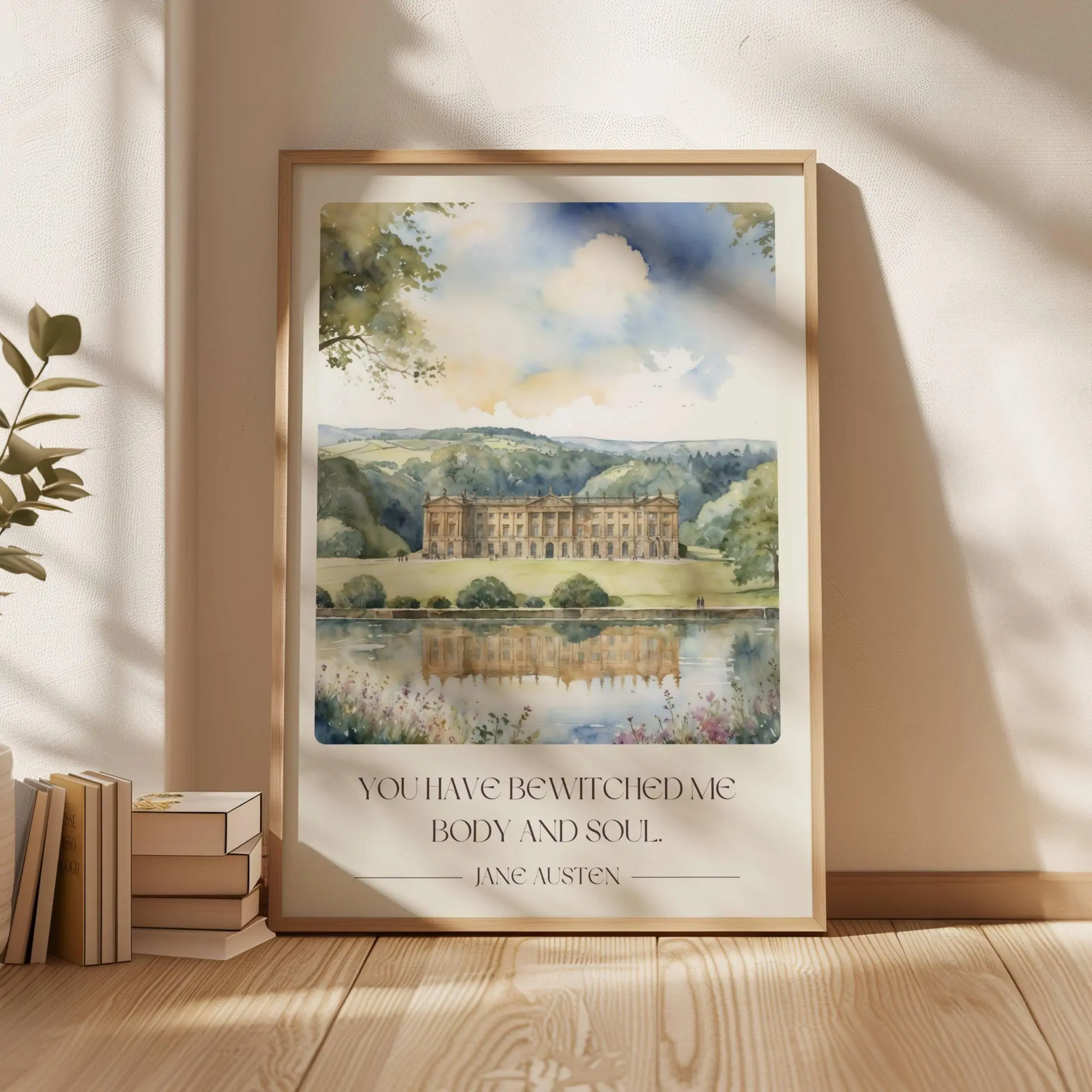 Pride and Prejudice Pemberley Print, Pride and Prejudice, Jane Austen Poster, Regency Era Art Print, Wall Art (Unframed)