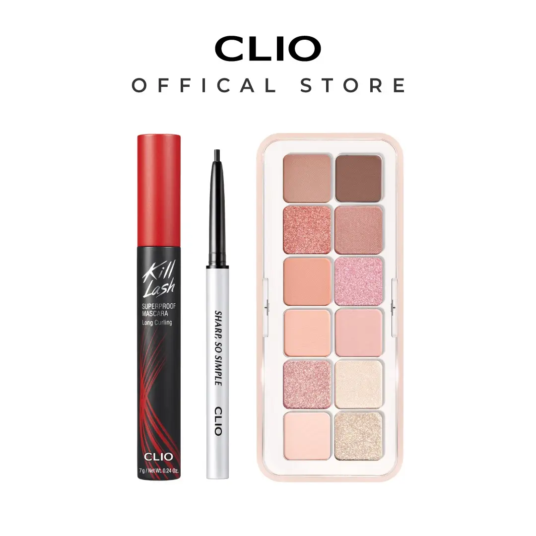 [CLIO Official Shop] CLIO Sleek Line Eye Makeup Bundle | Waterproof Lightweight Eyeliner & Mascara Set | Easy-Blend Eye Shadow Palette | Long-Lasting Smooth & Sharp Eye Makeup Cosmetic Essentials