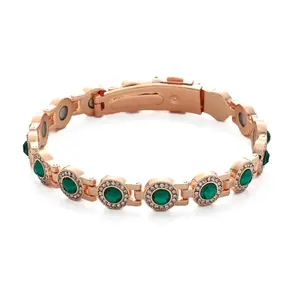 Ladies Magnetic Copper Bracelet Adjustable Length with Safety Clasp High-Quality Multi-Faceted Crystal Inlay Perfect for Valentine's Day Gift year-round therapy health