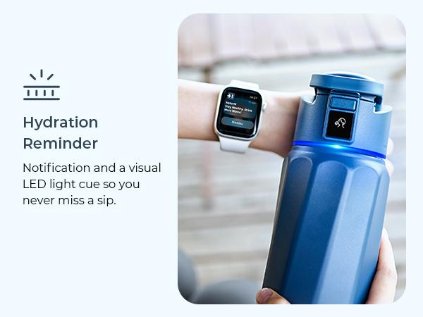 WATERH Boost Smart Water Bottle with APP - Insulated Stainless Steel Flask, Water Intake Tracker & Hydration Reminder, Portable Vacuum Thermal Cup, Wide Mouth Water Bottle for Travel & Gym,  , Free Christmas Sticker，Ideal Gift for Valentine's Day Gift