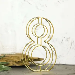 8" Tall Gold Freestanding 3D Decorative Metal Wire Numbers, Wedding Table Numbers -8