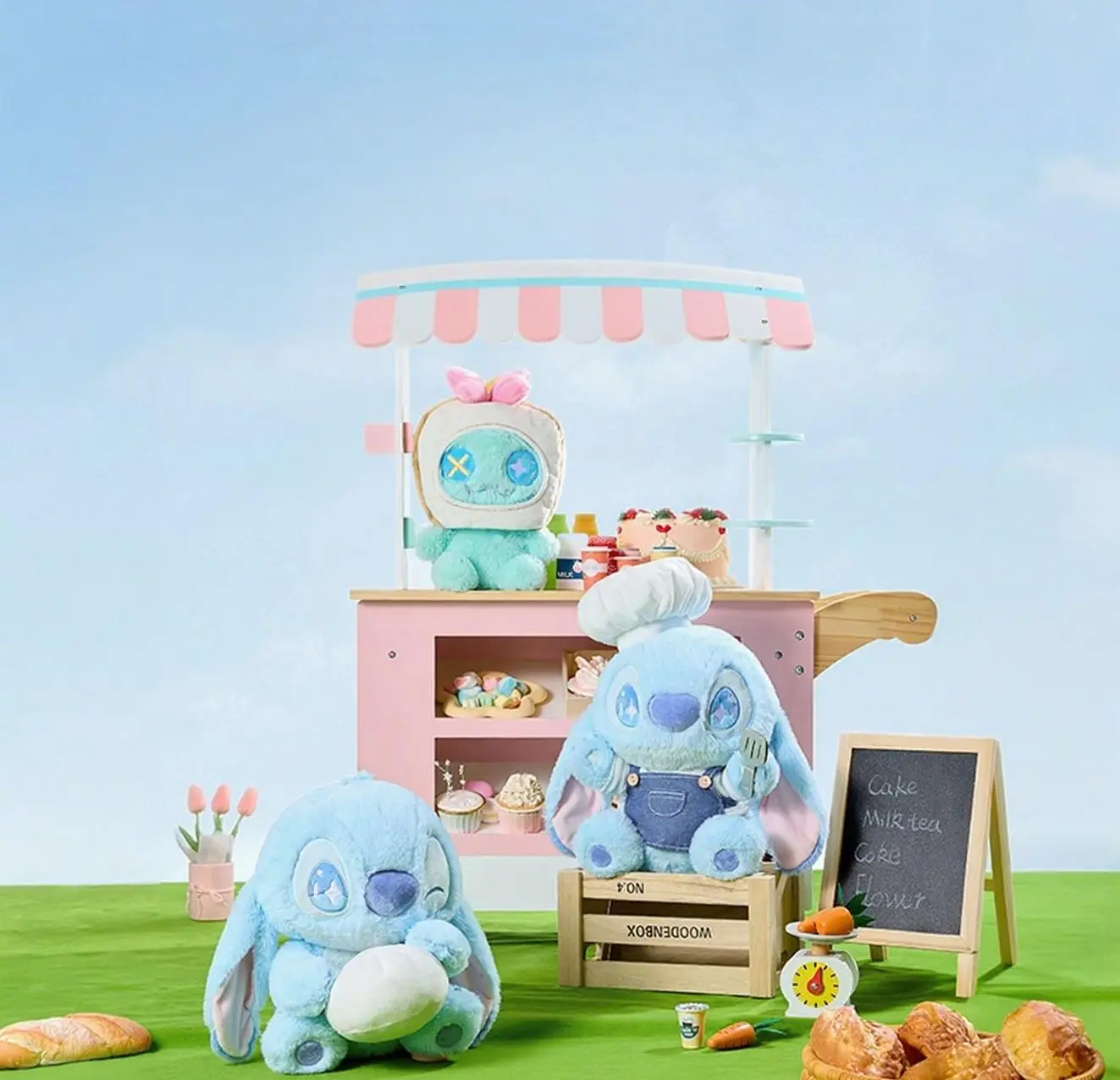 MINISO Disney Stitch Food Party Series Plush,Cute Bear Stuffed Animal Doll,Soft Material,Bedroom Decor,Kawaii Gift for Boys & Girls, Back To School