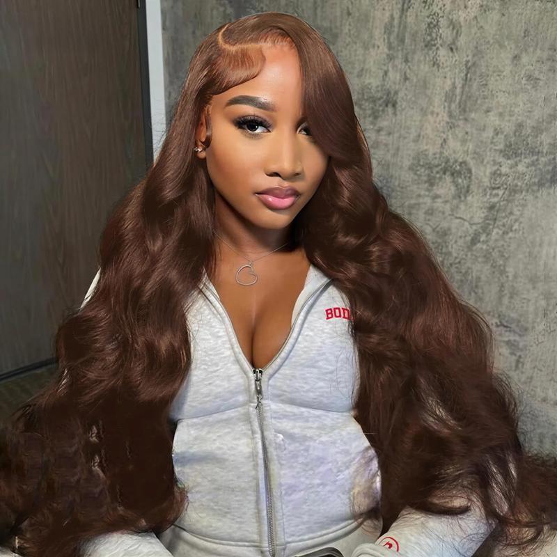 Bling Hair 13x6 Transparent Lace Frontal Real Hair Wigs #4 Chocolate Brown Brazilian Body Wave Human Hair Wigs Transparent Lace Wigs For Women