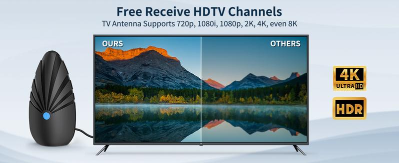 NEW Digital TV Antenna Indoor, 2026 Smart HDTV Antenna with Signal Booster for Local Channels And 3M Stick Base 360°&Long Range Reception for Local Channels, Easy Setup Antena For 4K 1080P HD VHF UHF TV Antenna