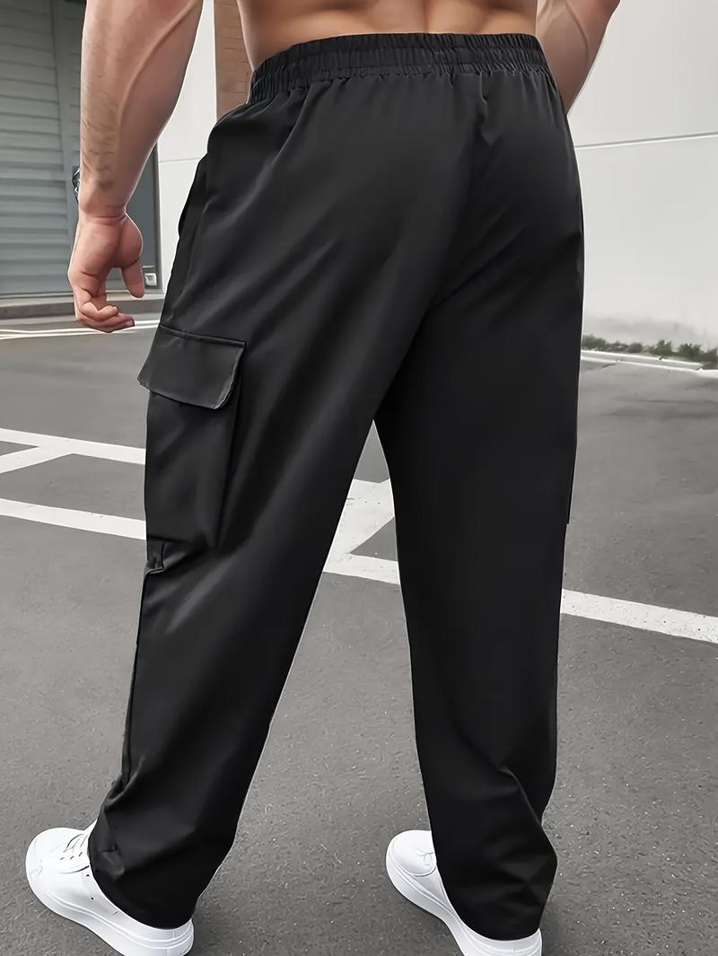 2PCS Men’s Fashion Cargo Pants, Casual Loose Fit, Multi-Pocket Design, Durable Polyester Fiber, Suitable for Travel, Mountaineering, Outdoor Activities, Perfect Choice for Spring and Autumn Outdoor Use