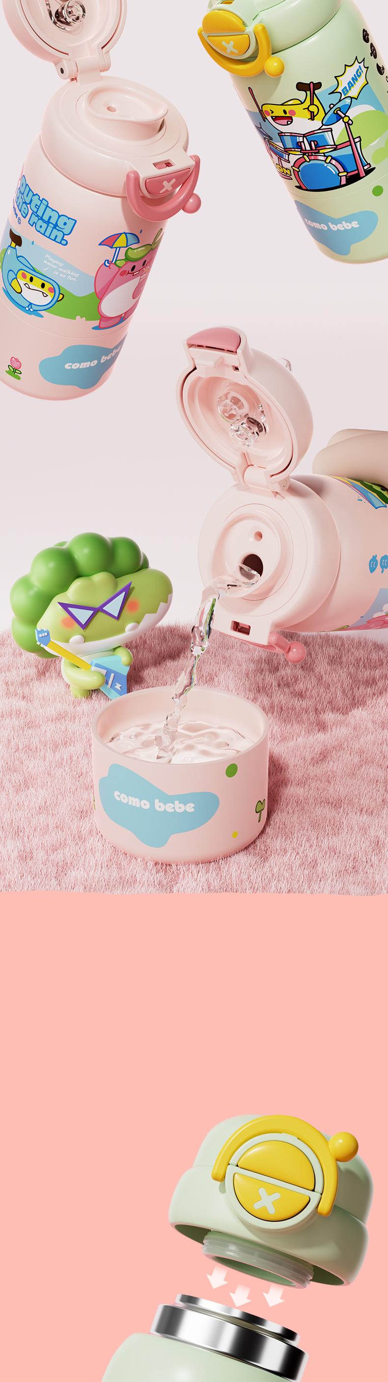 【COMOBEBE】16oz 3-in-1 Stainless Steel Cup – Straw, Sip & Removable Base Cup for Drinking, Triple Insulated, Versatile & Fun for All Ages.