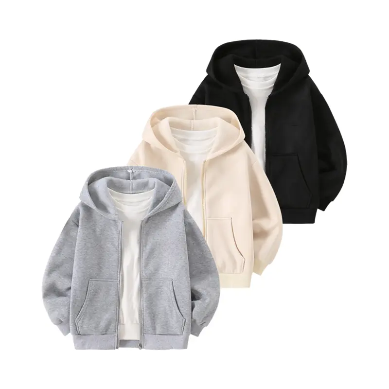 3-piece boy spring and autumn zipper hooded coat 4-12 years old casual long-sleeved hooded sweatshirt children's autumn and winter coat Cold Weather Coats Outerwear Coats