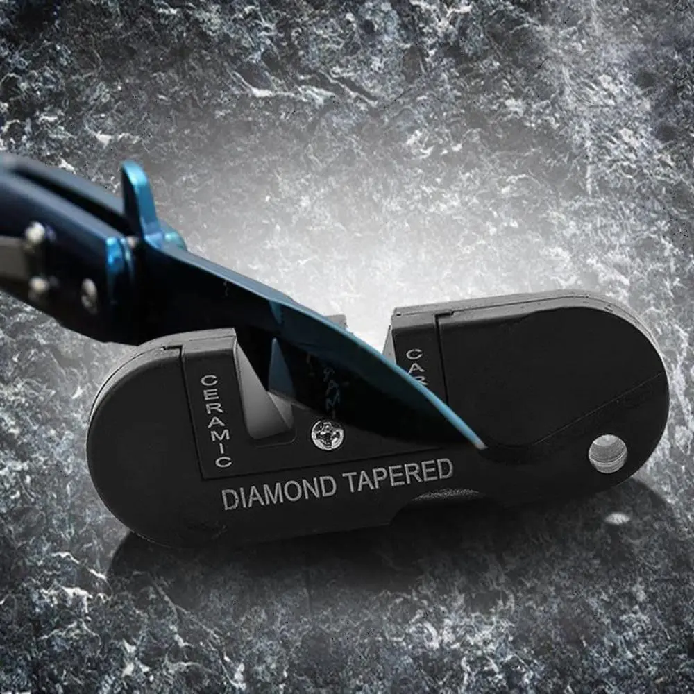 4-In-1 Tungsten Steel Knife Sharpener - Lightweight, Compact 4-In-1 Tool Sharpener with ABS Construction, Precision Sharpening, Safety Ensured Kitchenware, Portable Outdoor Camping Companion, Tools And Gadgets