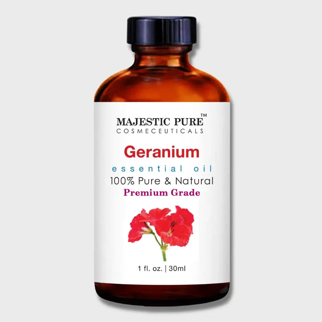 100% Pure Natural Geranium Essential Oil - 1 fl oz Floral Aromatherapy Oil for Body Care, Calming Evening Scent, Fragrance & Stress Relief (Alternative Medications/Treatments)