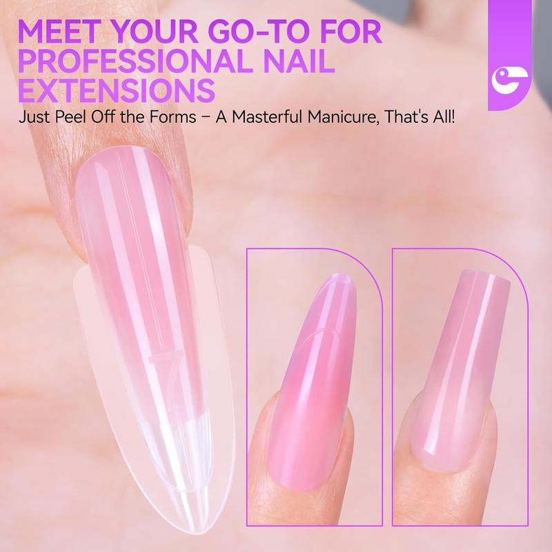 Salon-Perfect Sandwich Nail Forms at Home: Gelike EC Sandwich Dual Forms for Builder Gel - 2026 Nail Extension Mold No Gel Stacking - 240Pcs 15 Sizes for DIY Extensions Art - Almond Round
