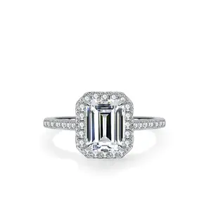 #55 (Emerald Cut）925 Sterling Silver Synthetic Moissanite Ring