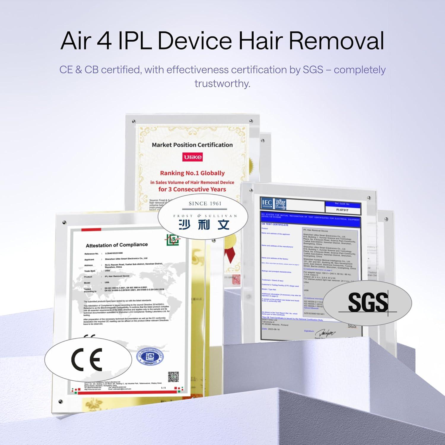 【2026 New Arrival】Ulike Air 4 IPL Hair Removal Device with Increased Power, More Convenient Operation, Ice-Cooling Contact Technology & Skin Sensor. Suitable for Women and Men. Achieves up to 90% Hair Reduction in 4 Weeks. Comfortable and Effective