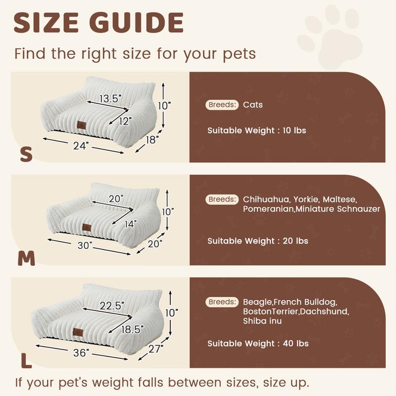 3 Styles Comfortable Pet Sofa Beds - Fluffy Fleece Cat Beds for Indoor Cats, Premium Soft with Removable Washable Cover