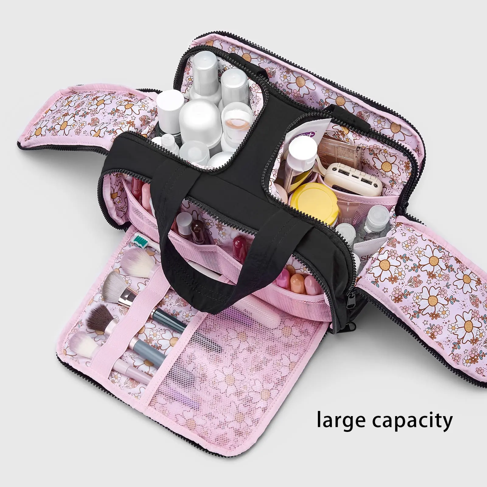 COZYLOUCIA Travel Makeup Bag for Women Wide-Opening Cosmetics Organizer with Handle, Makeup Storage Pouch for On-the-Go Toiletries & Accessories, Makeup Storage Bag, Travel Cosmetic Bags SummerWins tiktokshopbacktoschool,back to school,back to school haul