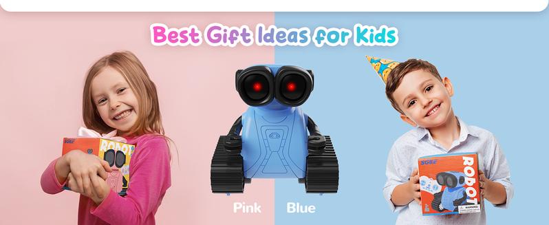 Sgile Remote Control Robot Toys with Music, LED Emojis Eyes, Auto-Demonstration, RC Rechargeable Emo Robot for Kids 3-7 Years Old, Gift