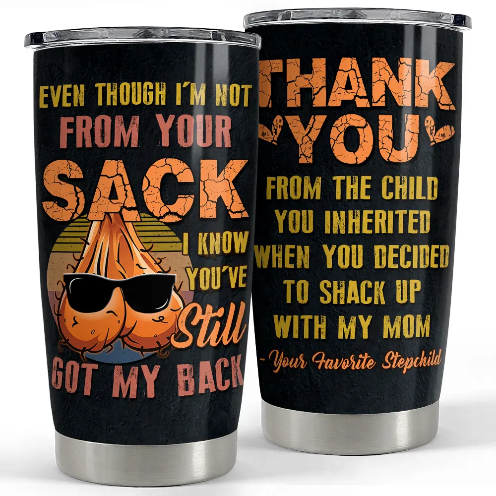 Step Dad With Love 20oz Tumbler with Lid, Stainless Steel Insulated Vacuum Travel Coffee Cup Bonus Dad Husband Men Gift Father Day Christmas
