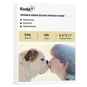 Koala Double-Sided Glossy Inkjet Photo Paper – 54lb(200gsm), 100 Sheets for DIY UNO Cards & Cake Toppers 8.5*11, DIY Craft Paper