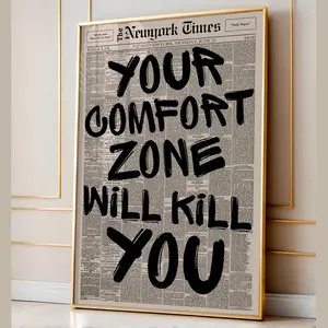 Retro Your Comfort Zone Will Kill You Newspaper Poster, Typography Wall Art, Motivational Poster, Newspaper Print, Aesthetic Home Decor