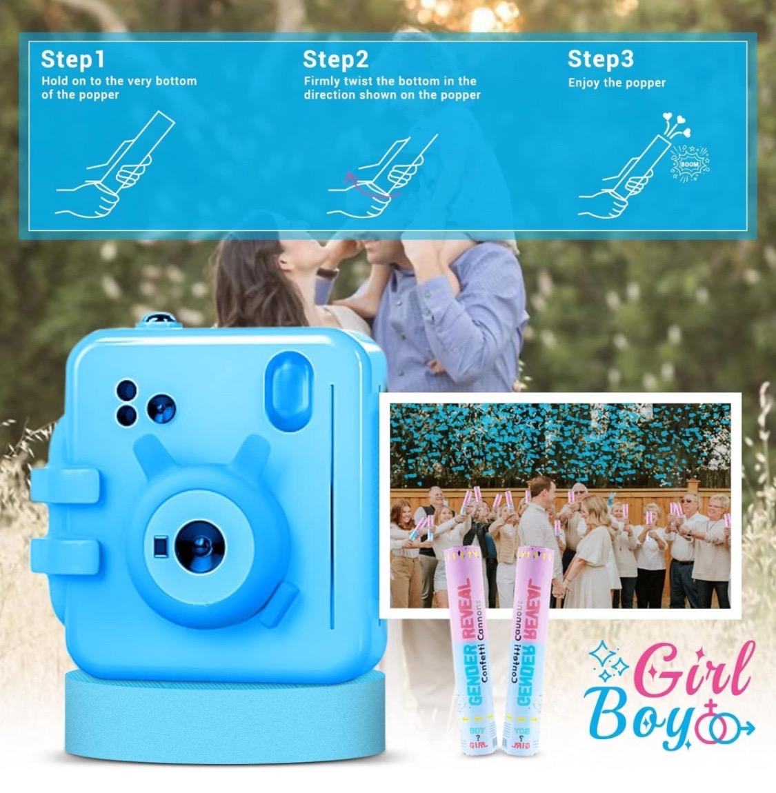 Gender reveal Party celebrations Confetti Powder  ColorfulCannon,12Inch Biodegradable Confetti Poppers 4 Pack Multicolor Party Poppers Confetti Shooters, Air Compressed Party Poppers for Graduation New Years Eve Birthday Wedding Indoor and Outdoor Burst