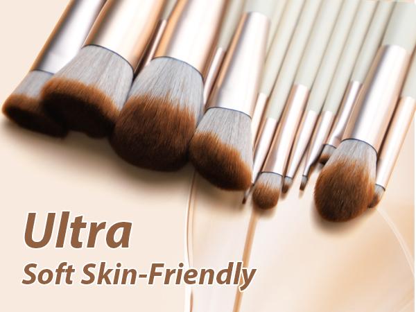 DUAIU 18-Piece Professional Makeup Brush Set - Includes 2 Powder Puffs & Travel Bag | Premium Synthetic Foundation, Blush & Eyeshadow Brushes | Complete Face & Eye Makeup Kit Colorful Brush Set with Powder Puff Smoky Blending Brush Set Dual Ended Sponge S