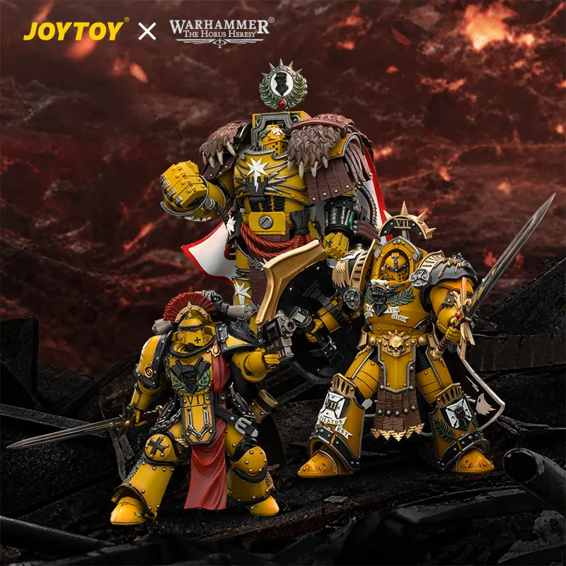 JOYTOY Action Figure Set 1/18 Warhammer "The Horus Heresy" Imperial Fists Lord Castellan Evander Garrius, The Tyrant of Cthonia with the Subiugator and Incineratus