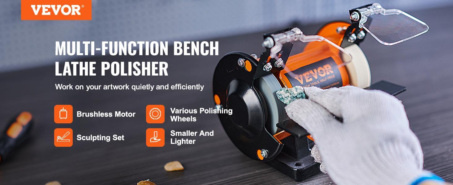VEVOR Bench Polisher & Buffing Machine for Metal/Jewelry/Wood - With Wool & Abrasive Wheels, TikTokShopBlackFriday, 100 Tools, 3590RPM VEVOR Bench Polisher & Buffing Machine for Metal/Jewelry/Wood - With Wool & Abrasive Wheels, TikTokShopBlackFriday, 100 Tools, 3590RPM