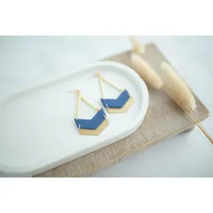 Clay Earrings Arrow Dangles - Indigo