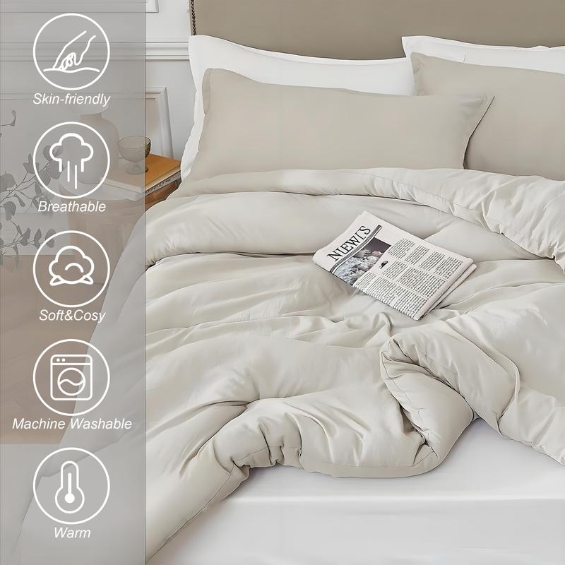 Bepatio 3pcs Soft Cozy Comforter Set Queen Size - Washable Bedding Comforter In Twin Size, Luxury Bedroom Decor Accessories, Breathable Lightweight Fluffy Bedding Sets with 1 Comforter and 2 Pillow Shams,  full comfort, Ideal Gift