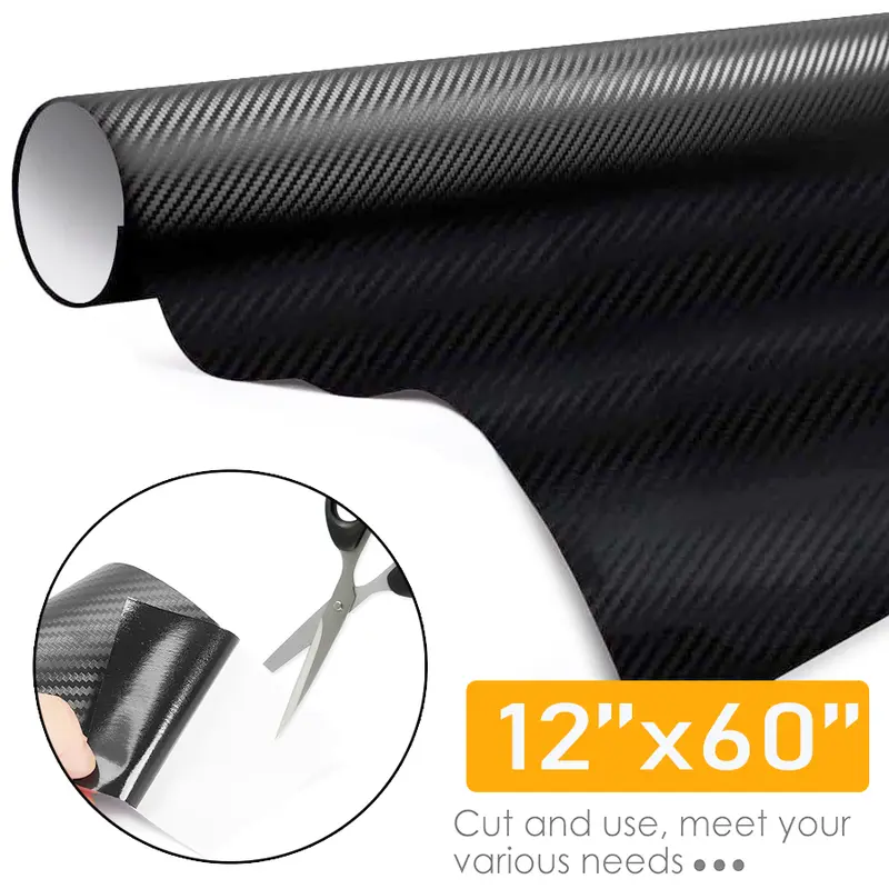 Black Vinyl, 12" x 60'' Permanent Vinyl Roll, Adhesive Vinyl for Cricut, No Bubble Mirror, for Car Wrap,Stickers,Decal,Lettering