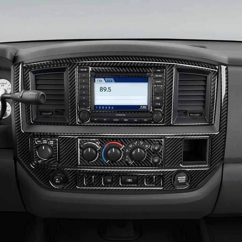 Center Console Panel Decals for 2006 2007 2008 Dodge Ram 1500 2500 3500 Accessories Carbon Fiber Interior Stickers, A