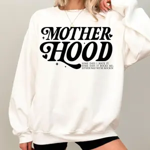 Mother Hood Sweatshirt | Mama Lettering With Heart And Mom Appreciation Graphic | Trendy Graphic Mother Day Gift For Mom Mama Celebration Style | Unisex Long Sleeve Pullover Shirt For Women, Unisex Long Sleeve Crewneck Shirt