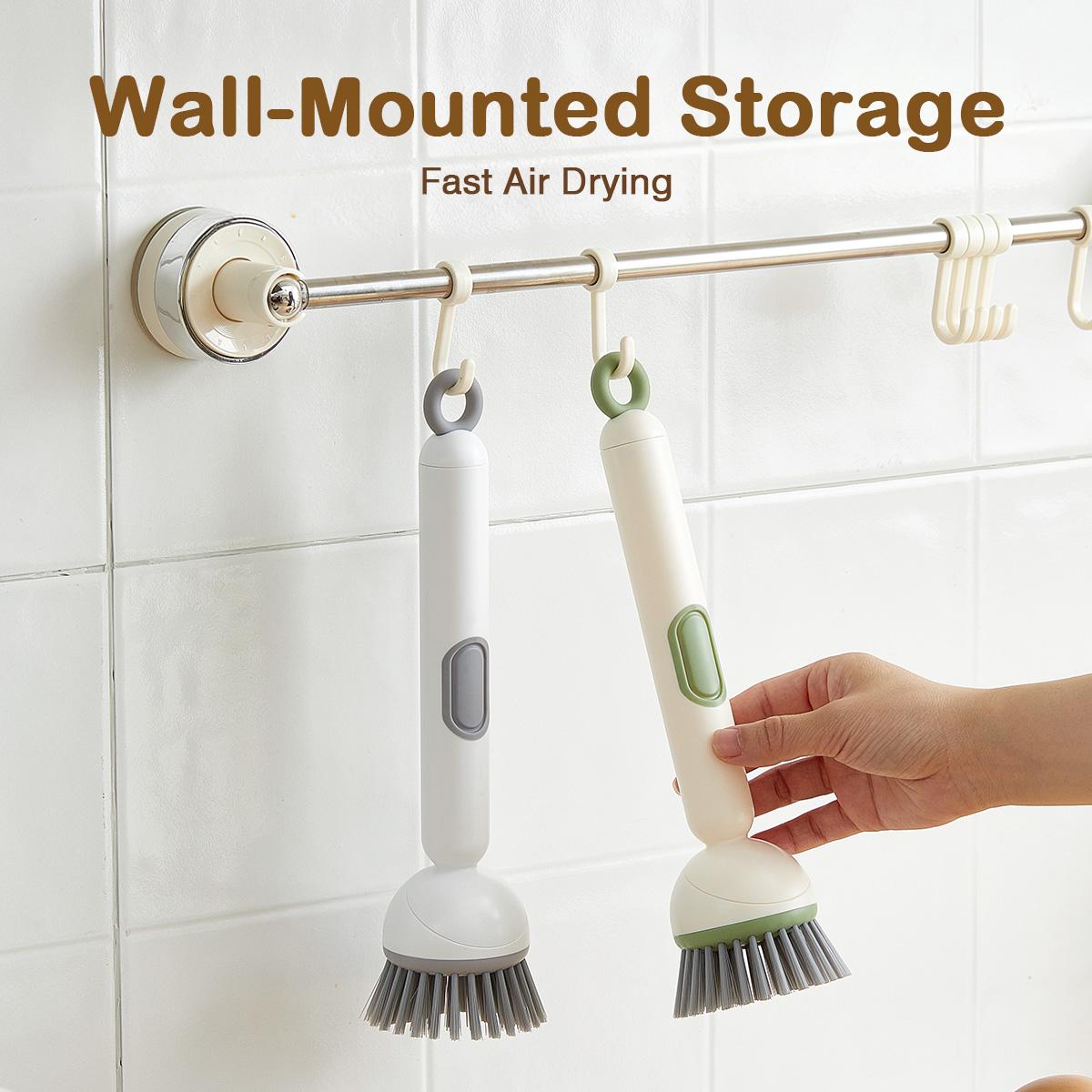 6-in-1 ABS Dish Brush with Leak-proof Soap Dispenser, Adjustable Angle, Rotatable Scrub Function, Wall Mount - Includes Scouring Pad, Soft Bristles Lift Stubborn Stains, Rinse & Drain Clean for Sink, Pots 6-in-1 ABS Dish Brush with Leak-proof Soap Dispenser, Adjustable Angle, Rotatable Scrub Function, Wall Mount - Includes Scouring Pad, Soft Bristles Lift Stubborn Stains, Rinse & Drain Clean for Sink, Pots
