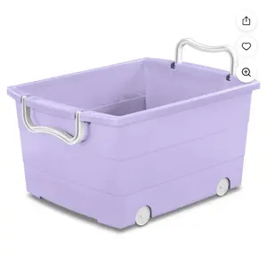 Your Zone Kids Rolling Toy Storage Bin with Handles, Purple, 22 in x 16 in x 11 in