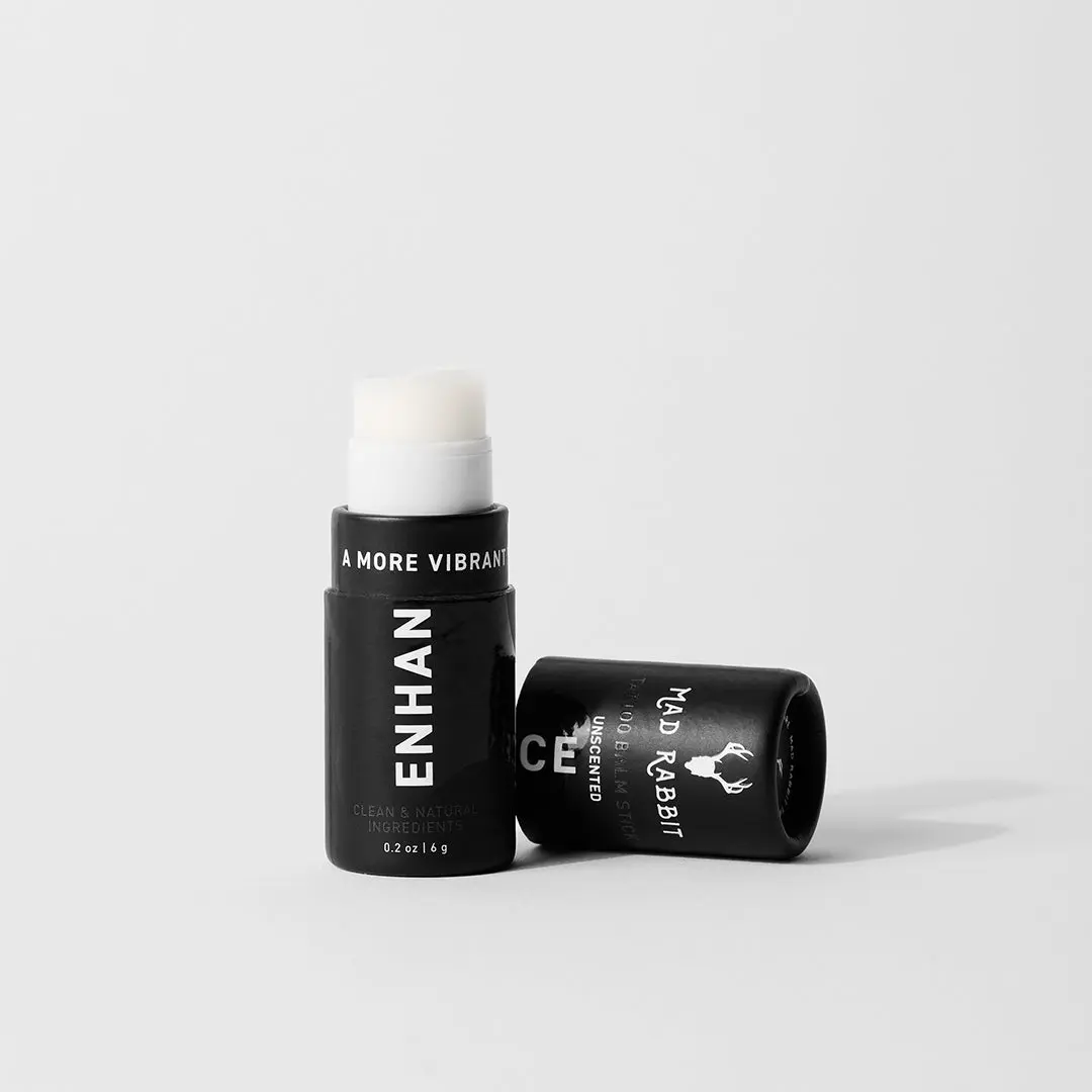 Mad Rabbit Tattoo Balm Stick - Clean & Vegan Aftercare Brightener & Moisturizer, Color Enhancement, Fragrance-Free, Lightweight Cosmetics, Tattoo Treatment Balm