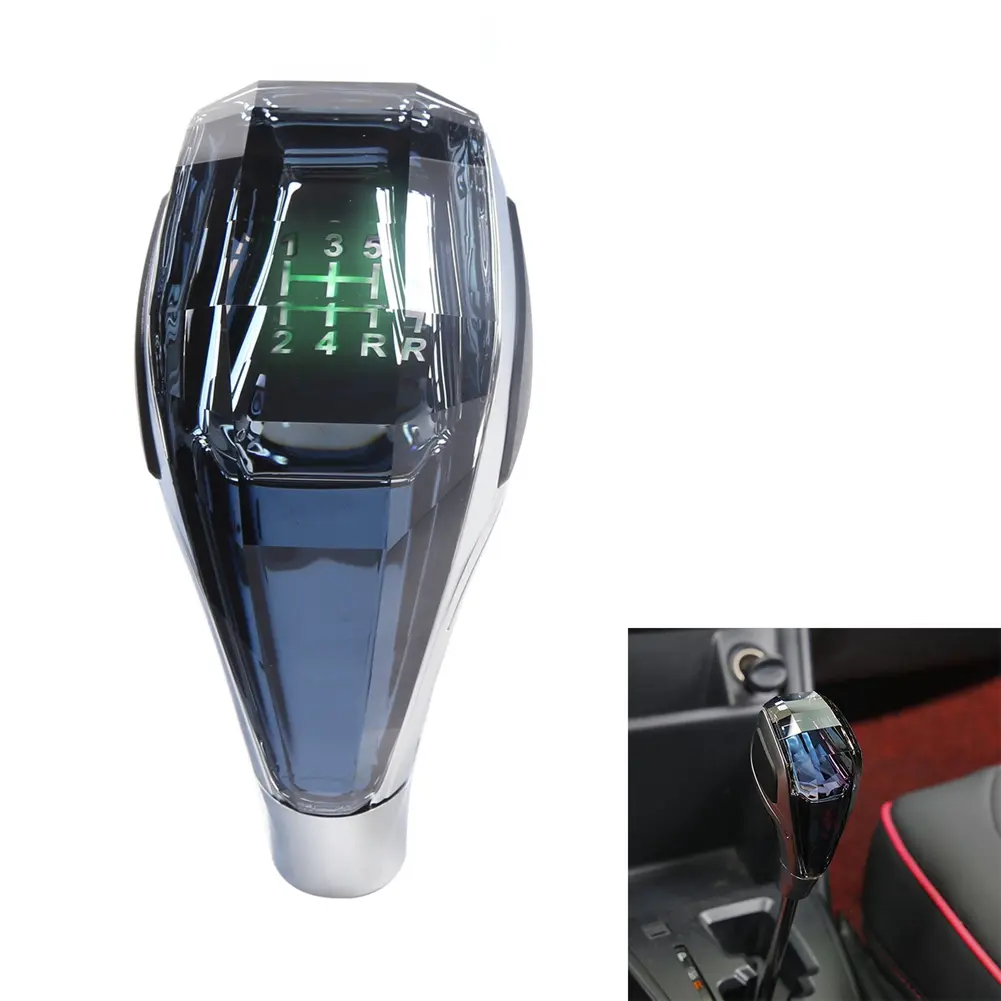QYKF Universal Car LED Crystal Gear Shift Knob, Manual Transmission Shifter Lever Stick Head Handle