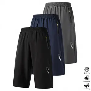[Summer Vibes]Men's quick-drying cropped pants, loose summer sports shorts, zipper pockets and breathable casual pants. Black Stylish