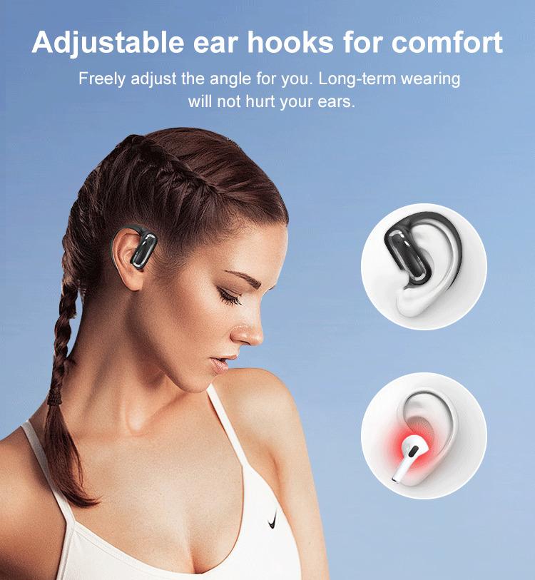 ZIHNIC S16 Open Earphones, Smart Touch-Screen Wireless Bluetooth Earphones, Screen Charging Box With LED Display, Waterproof ultra-long battery life, comfortable to wear, compatible with iPhone and Android, suitable for daily sports, study, office, etc.