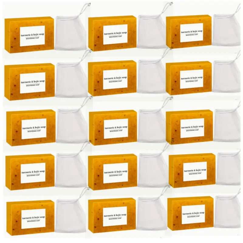 Lemon Turmeric & Kojic Acid Soap Bar, Summer Acne Face & Body Wash for Men & Women, Daily Skincare Cleanser Sets with Soap Saver Bags, Christmas Gift sohochic,backtoschool