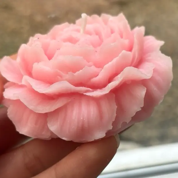 Rose Petal Scented Pink Peony Soy Wax Blend Candle