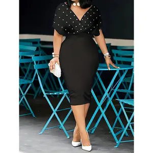 Surplice neck bagwing sleeve dress, elegant Sheath beaded dress for Spring & Summer, WOMEN'S CLOTHING for elegant dressing