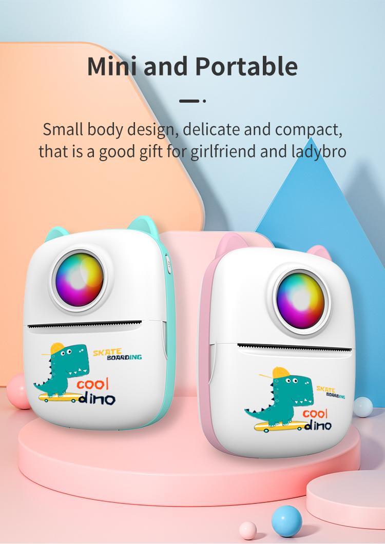 Mini Picture Printer, Portable Printer, Pocket Sticker, Receipt Printer, 203 DPI Resolution, Multifunctional Printer with 1000mAh Battery for Journal, Notes, Photo