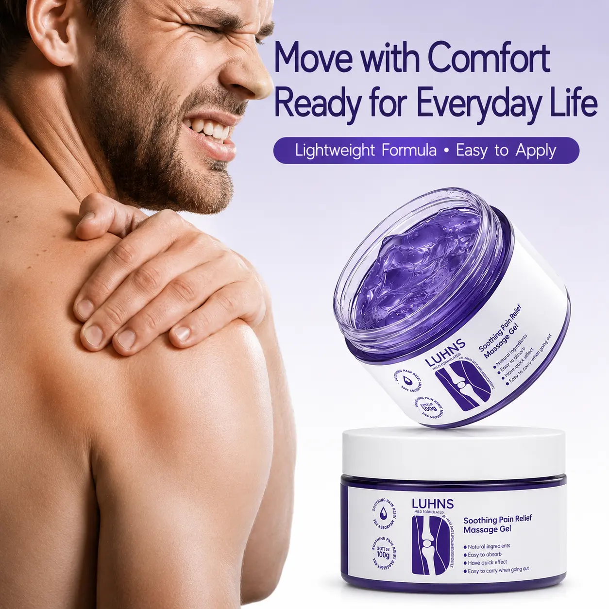 100g Gentle Soothing Alcohol-Free Body Massage Gel - Fast-Absorb, Daily Refreshing Skin Care for Muscle Joints, Home-Outdoor Beauty & Personal Care Bath Body Product