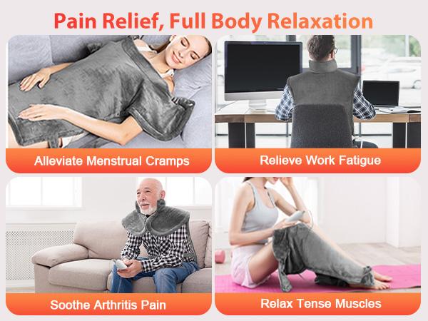 Comfier Large Heating Pad for Back, FSA HSA Eligible, Soft Flannel Fast Heating Pads for Neck and Shoulders, Electric Heated Wrap, 3 Heat Levels & 90-Mins Auto Shut Off, Gifts for Mom Dad Women Men