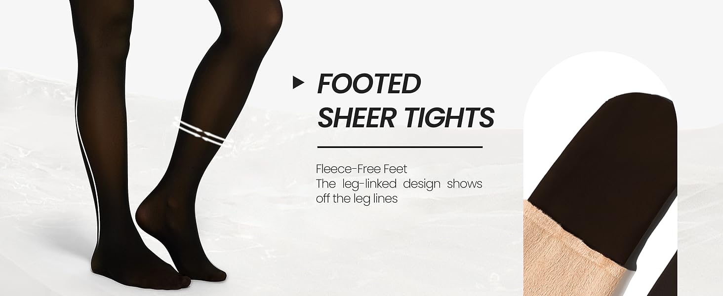 OEAK Women Fleece Lined Leggings Sheer Fake Translucent Pantyhose Thermal High Waisted Footed Opaque Tights