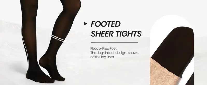OEAK Women Fleece Lined Leggings Sheer Fake Translucent Pantyhose Thermal High Waisted Footed Opaque Tights