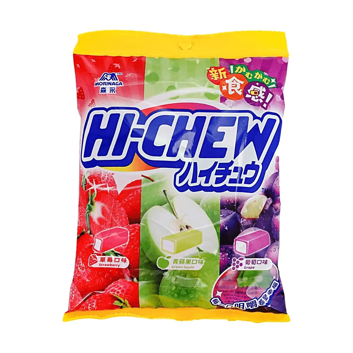 HI-CHEW Japanese Fruit Chewy Candy - Strawberry, Green Apple, Grape Flavors - 85g Pack