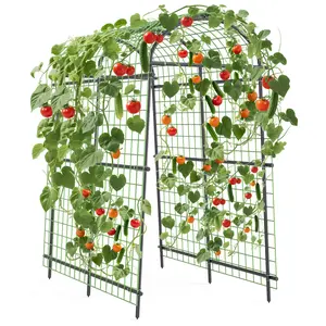 Garvee Garden Arch Trellis, 7.5FT Metal Arbor with Netting for Climbing Plants, Vegetables, Flowers, Adjustable Width, Weather Resistant, Easy Assembly, Outdoor Pergola for Garden